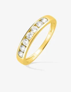 1/2 alliance or 750 ‰ oxyde de zirconium en serti rail SO OR