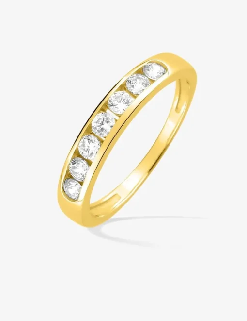 1/2 alliance or 750 ‰ oxyde de zirconium en serti rail SO OR