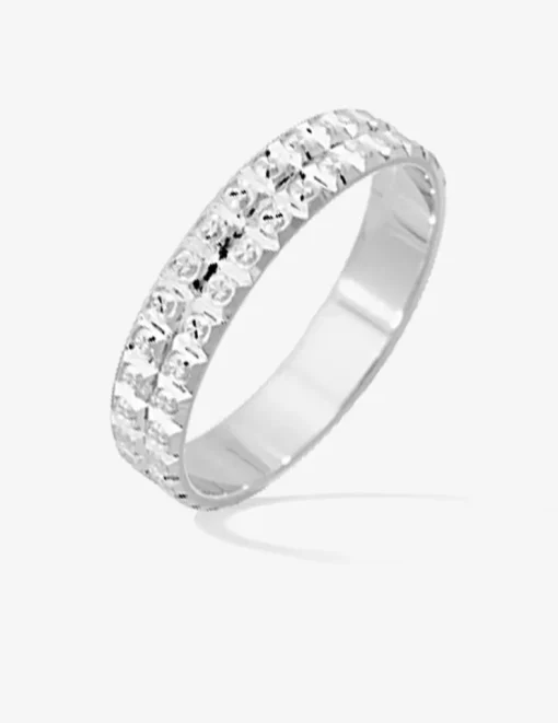 Alliance 4 mm en or blanc 750 ‰, détails fantaisie - Mariage