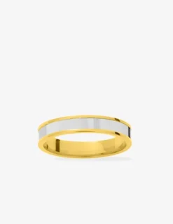 Alliance 4 mm rainure large or 750‰ bicolore - Mariage
