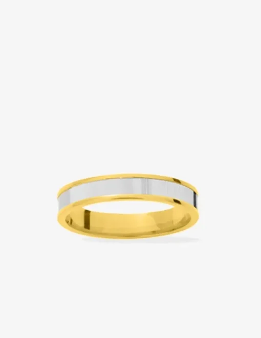 Alliance 4 mm rainure large or 750‰ bicolore - Mariage
