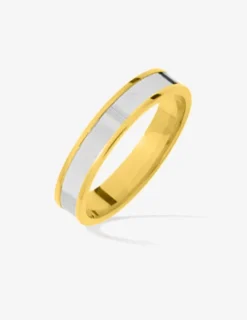 Alliance 4 mm rainure large or 750‰ bicolore - Mariage