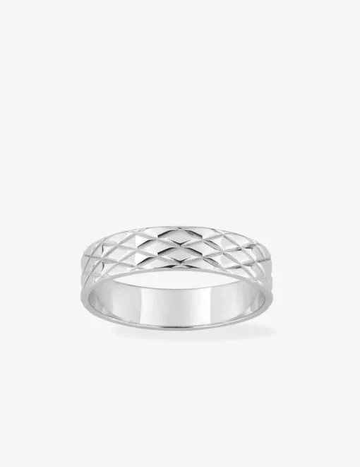 Alliance argent rhodié 925 ‰ et motifs géométriques - Mariage