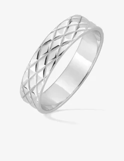 Alliance argent rhodié 925 ‰ et motifs géométriques - Mariage