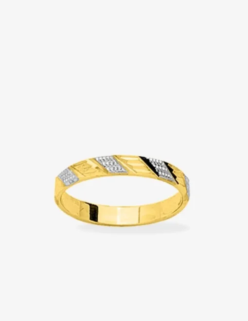 Alliance bicolore ciselée 3 mm or 375‰ jaune et blanc SO OR