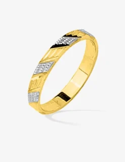 Alliance bicolore ciselée 3 mm or 375‰ jaune et blanc SO OR