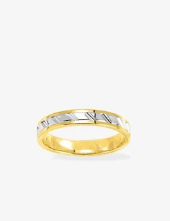 Alliance bicolore ciselée 3,5 mm or 375‰ jaune et blanc SO OR