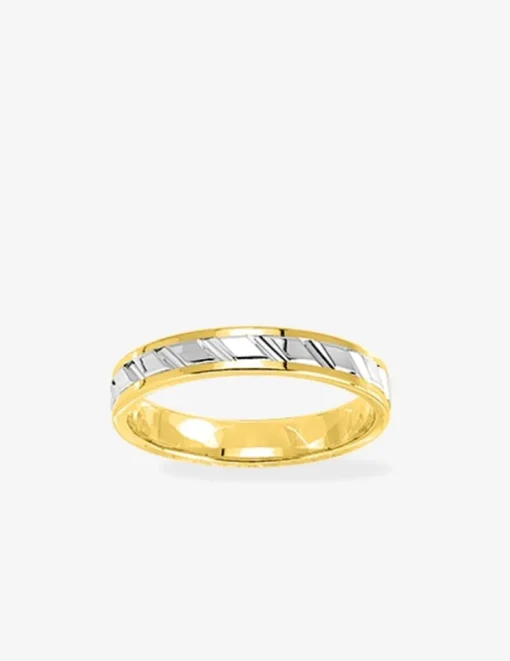 Alliance bicolore ciselée 3,5 mm or 375‰ jaune et blanc SO OR