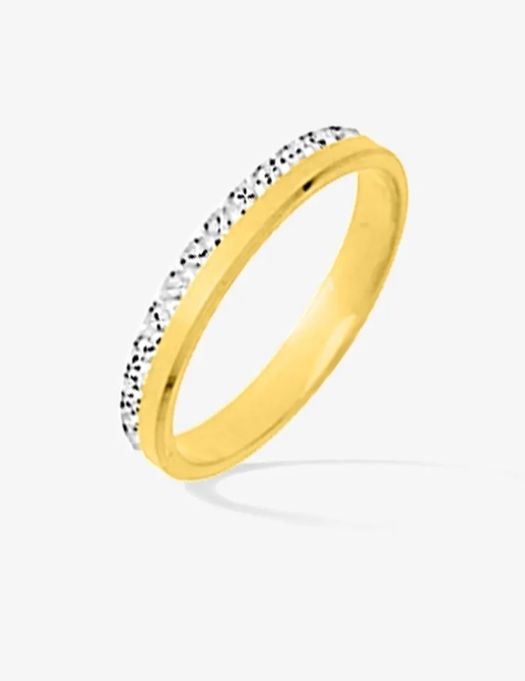 Alliance bicolore effet empierré or 375‰ jaune et blanc 3 mm - Mariage