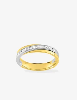 Alliance croisée en or bicolore 750 ‰, 17 diamants 0,18 ct - Mariage