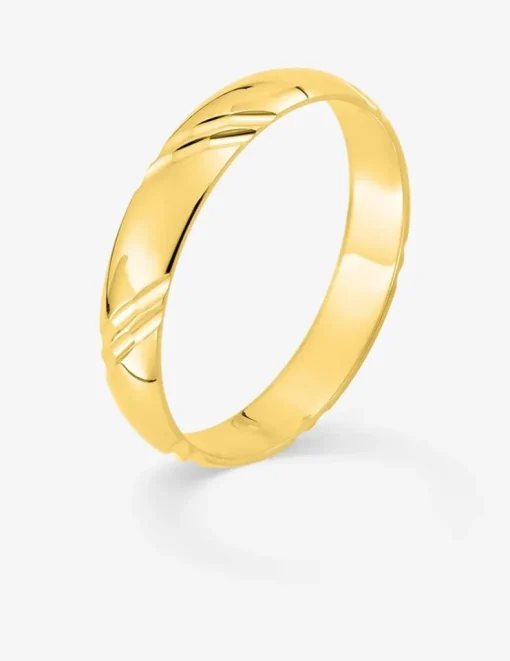 Alliance demi-jonc ciselée or jaune 750‰ 3,5 mm SO OR