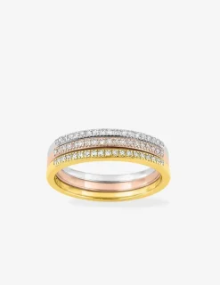 Alliance demi-tour tricolore en or 750 ‰, diamants 0,25 ct SO OR