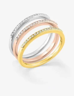 Alliance demi-tour tricolore en or 750 ‰, diamants 0,25 ct SO OR