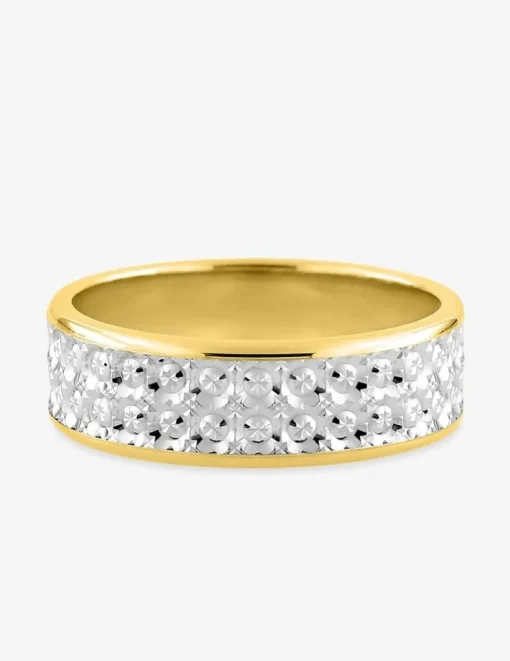 Alliance fantaisie 6 mm bicolore en or 750 ‰ - Mariage