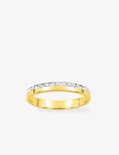 Alliance fantaisie 3 mm bicolore en or 750 ‰ - Mariage