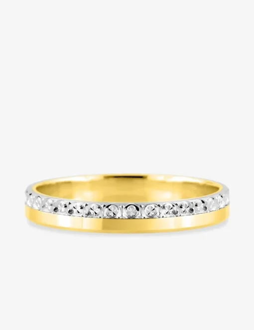 Alliance fantaisie 3 mm bicolore en or 750 ‰ - Mariage
