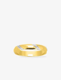 Alliance fantaisie 3 mm en or jaune 750 ‰ et détails rhodium - Mariage