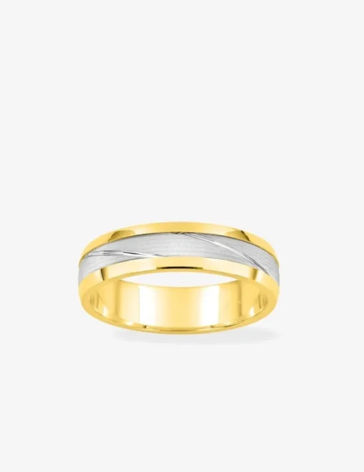 Alliance fantaisie 4,5 mm en or jaune et blanc 750 ‰ - Mariage