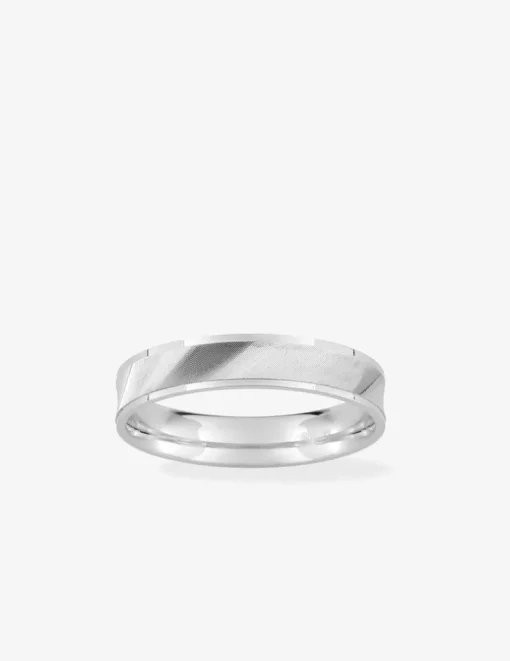 Alliance fantaisie 4 mm en or blanc 750 ‰ - Mariage
