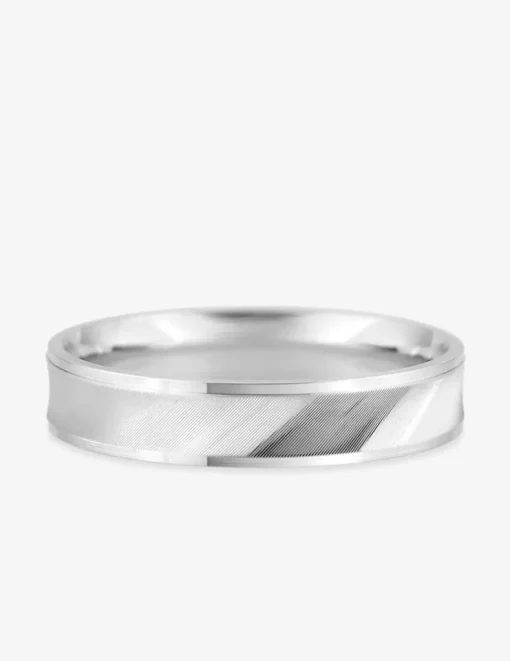 Alliance fantaisie 4 mm en or blanc 750 ‰ - Mariage