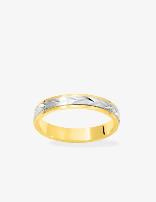 Alliance fantaisie 4 mm en or bicolore 750 ‰ - Mariage