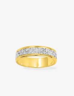 Alliance fantaisie 5 mm en or jaune et blanc 750 ‰ - Mariage