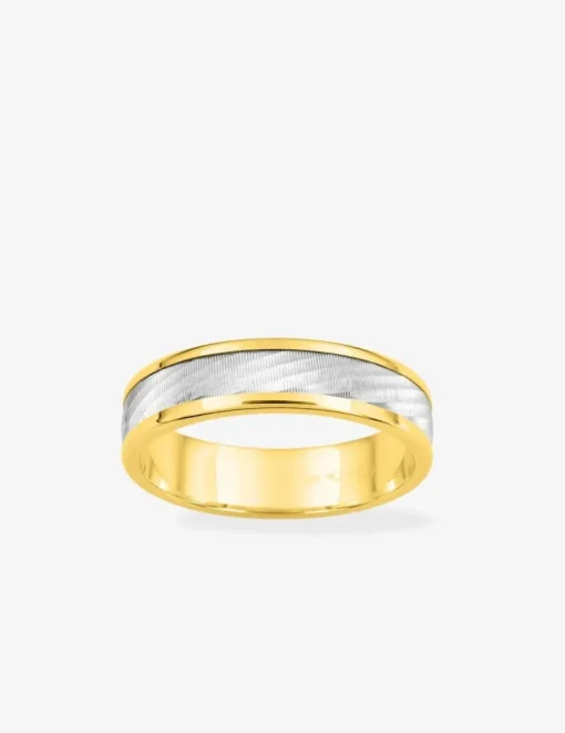 Alliance fantaisie 5 mm en or bicolore 750 ‰ - Mariage