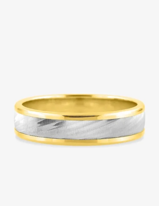 Alliance fantaisie 5 mm en or bicolore 750 ‰ - Mariage