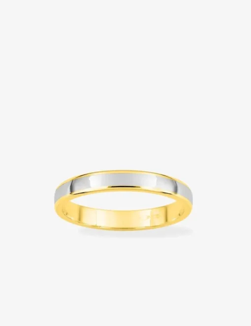 Alliance fantaisie 3 mm en or bicolore 750 ‰ - Mariage
