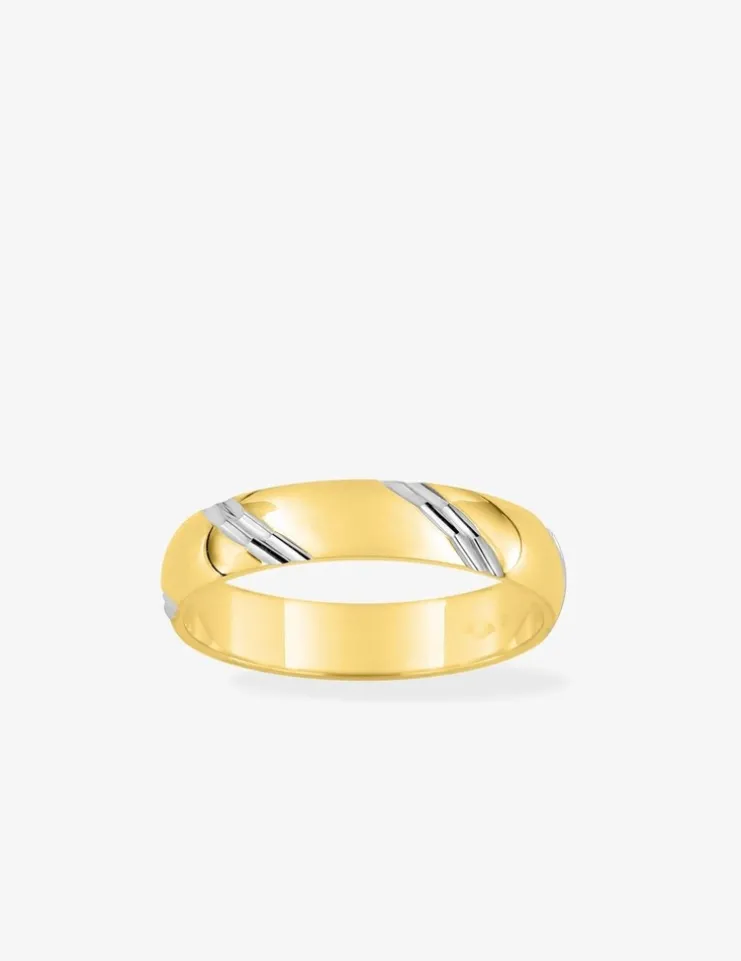 Alliance fantaisie 4 mm en or bicolore 750 ‰ et rhodium - Mariage