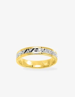 Alliance fantaisie 4 mm or jaune et blanc 375‰ - Mariage
