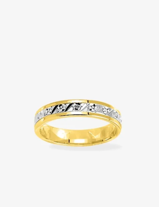 Alliance fantaisie 4 mm or jaune et blanc 375‰ - Mariage