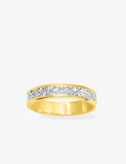 Alliance fantaisie en or jaune et blanc 750 ‰ 4mm - Mariage