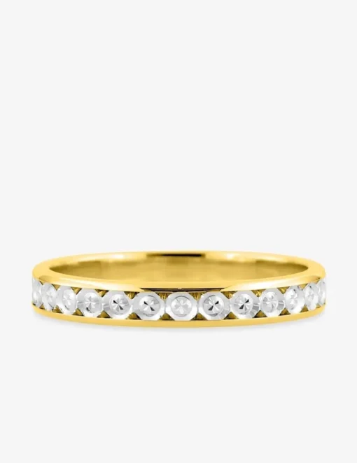 Alliance fantaisie en or jaune et blanc 750 ‰ 3 mm - Mariage