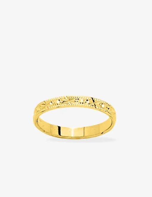 Alliance fantaisie en or jaune 750 ‰ 3 mm - Mariage