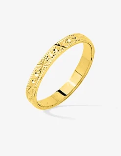 Alliance fantaisie en or jaune 750 ‰ 3 mm - Mariage