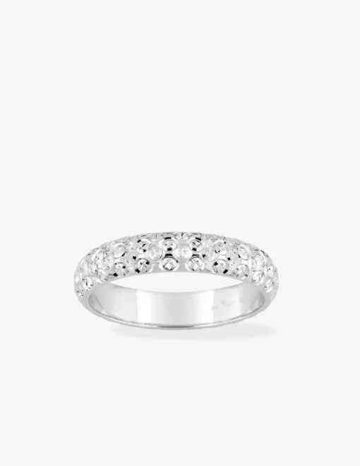Alliance fantaisie en or blanc 750 ‰, motifs ciselés SO OR