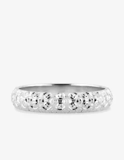 Alliance fantaisie en or blanc 750 ‰, motifs ciselés SO OR