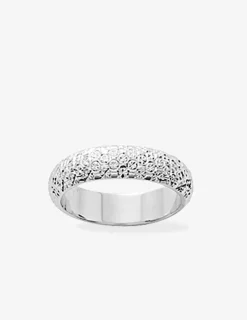 Alliance fantaisie en or blanc 750 ‰ avec motifs ciselés SO OR