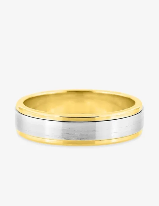 Alliance fantaisie or blanc et jaune 750 ‰ ruban 5 mm - Mariage