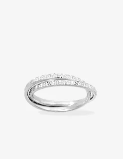 Alliance or 750 ‰ blanc deux anneaux ciselés - Mariage