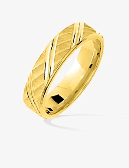 Alliance or 750 ‰ jaune ciselée - Mariage