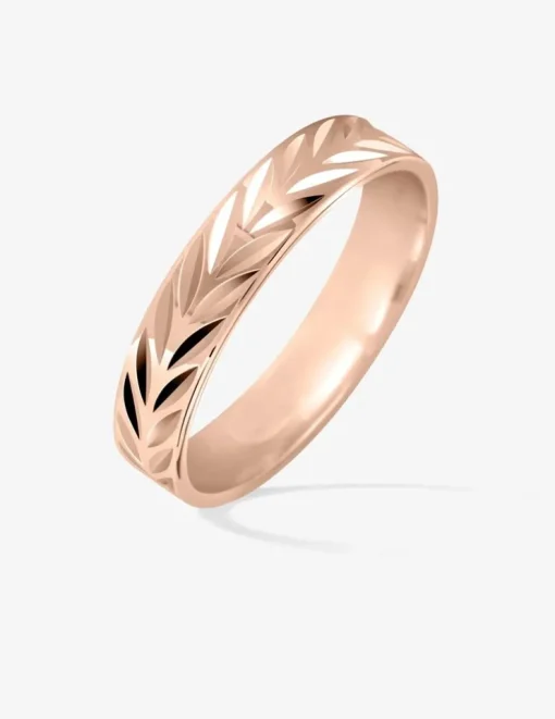 Alliance or 750 ‰ rose ciselée 4 mm - Mariage