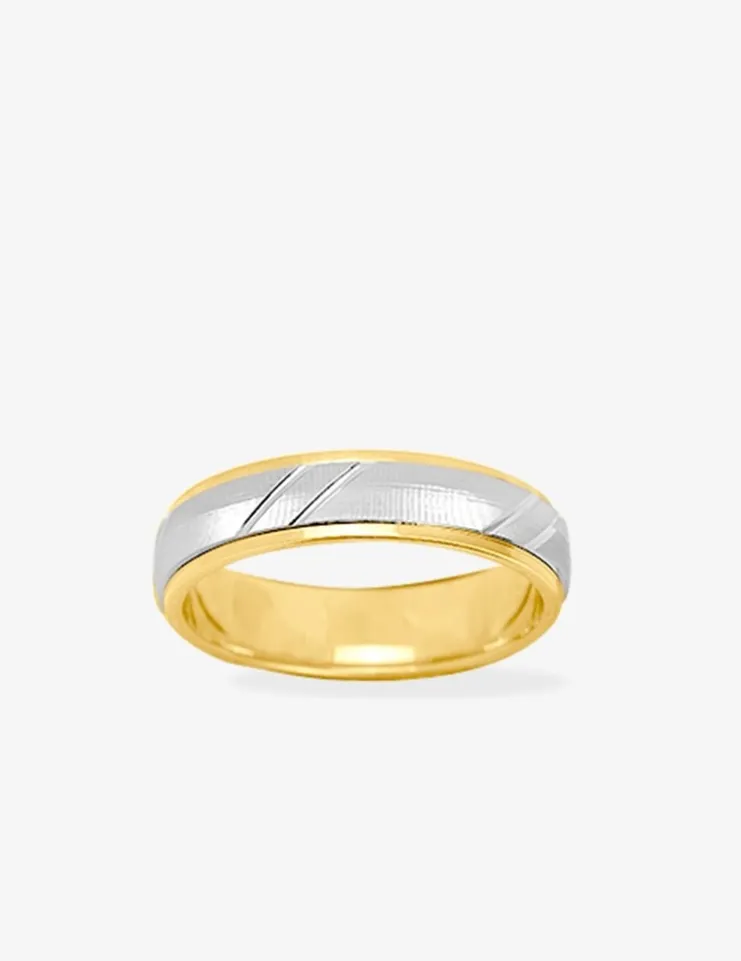 Alliance or bicolore 750 ‰ concave intérieur jaune - Mariage