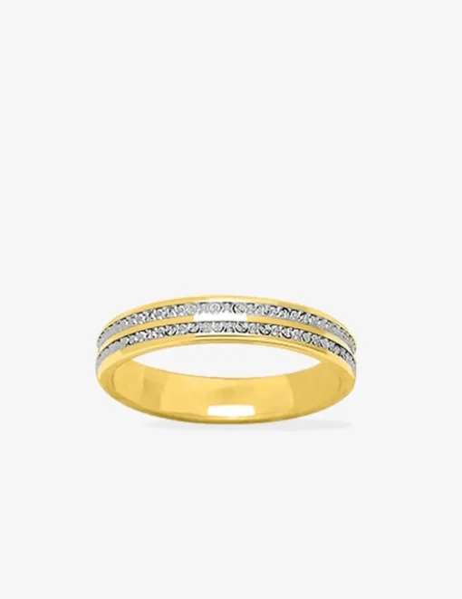 Alliance or bicolore 750 ‰ diamantée - Mariage