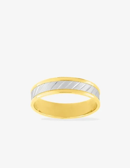 Alliance or bicolore 750 ‰ diamantée - Mariage