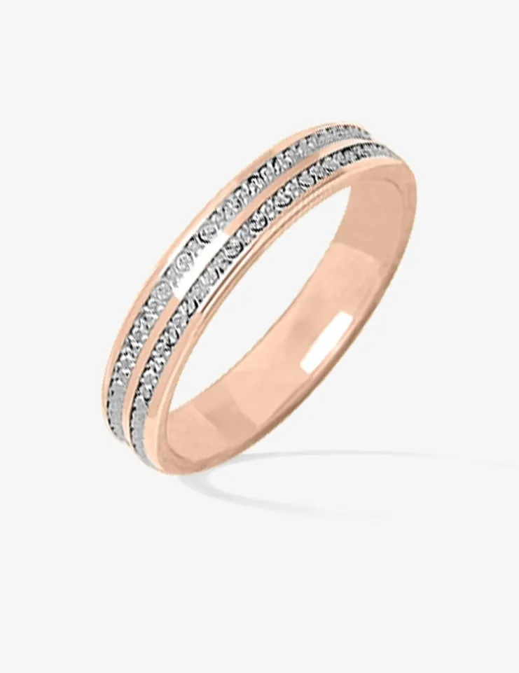 Alliance or bicolore 750 ‰ intérieur rose - Mariage