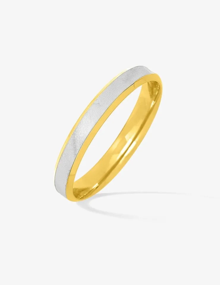 Alliance or bicolore 750 ‰ intérieur jaune - Mariage