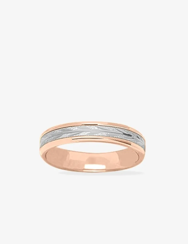 Alliance or bicolore 750 ‰ intérieur rose - Mariage