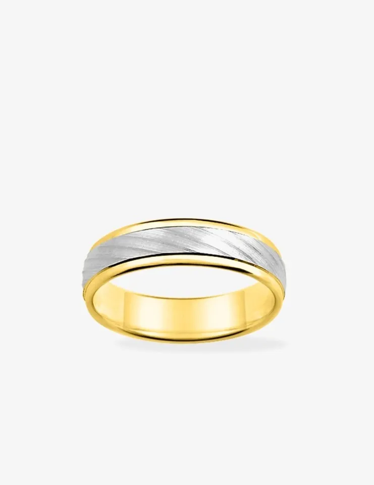 Alliance or bicolore 750 ‰ intérieur jaune - Mariage